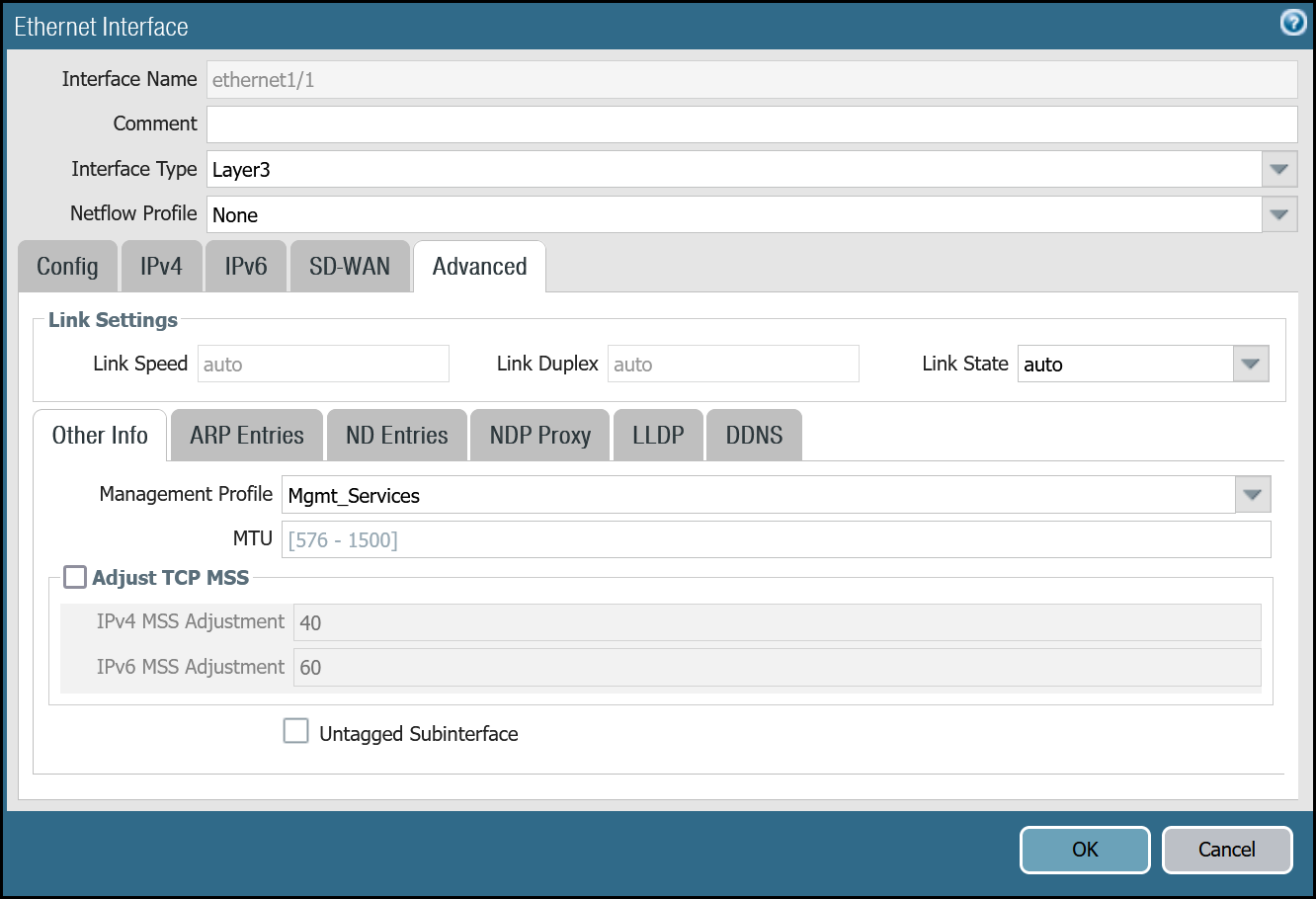 Set up ethernet1/1 on the dashboard